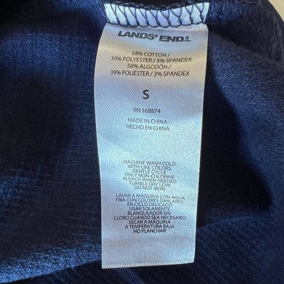 NWT Lands’ End Long-Sleeve Waffle Funnel Neck Top Navy Blue Size S - Picture 4 of 7
